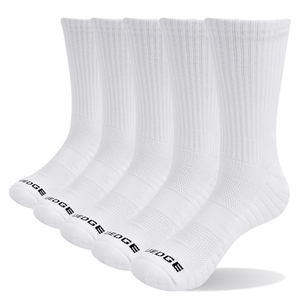 5 Pairs YUEDGE Mens Comfort Cotton Cushion Hiking Socks Moisture Wicking Work Crew Socks